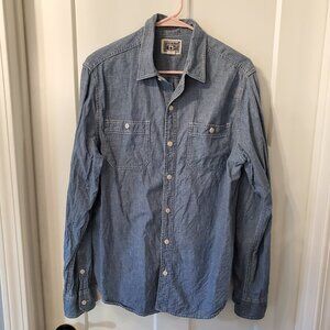 Converse One-Star Men's Blue Jean Denim Long Sleeve Shirt Button Down- Medium